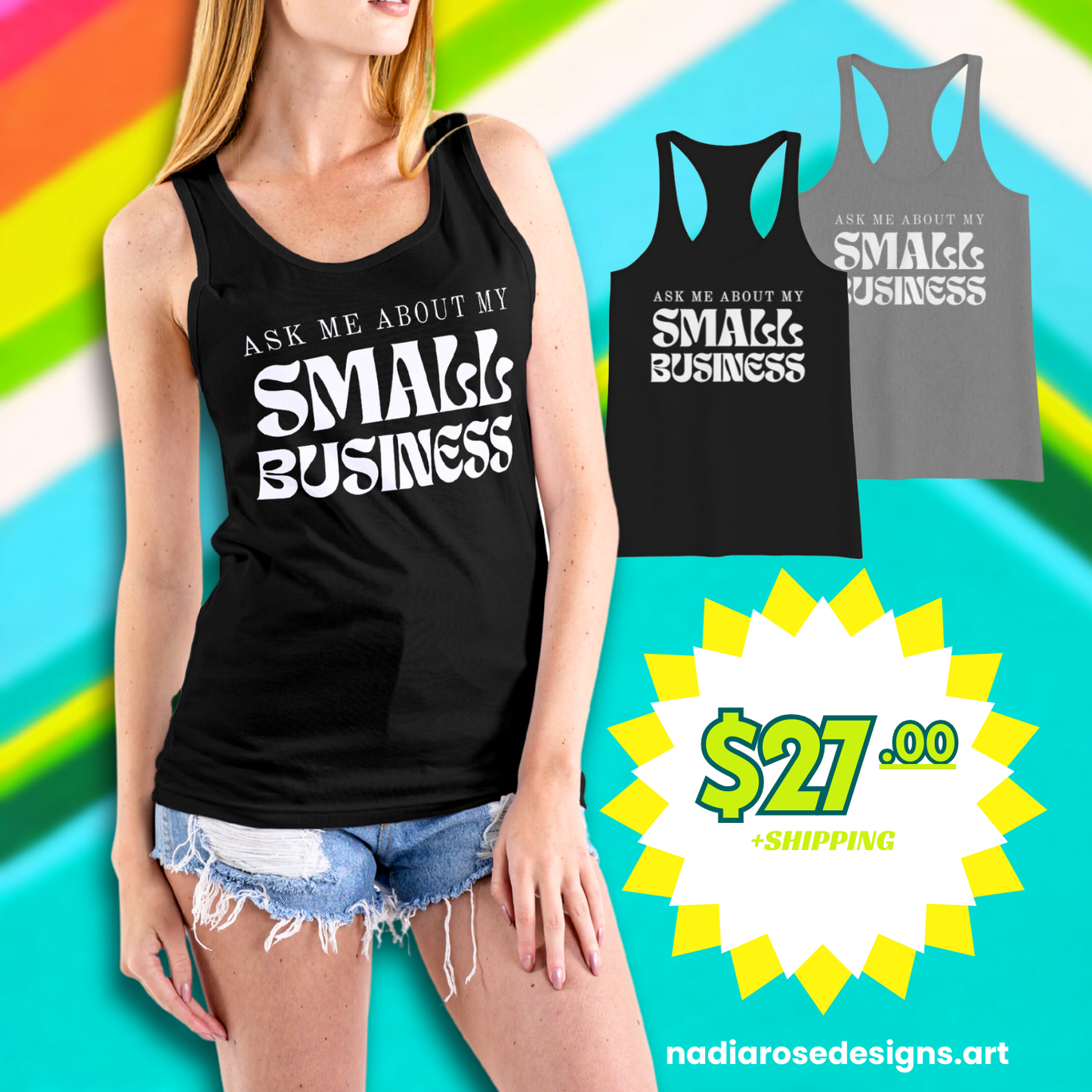 Ask Me About My SMALL BUSINESS // Racer-back Tank Top